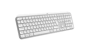 "Logitech MX Keys S", pilno dydžio (100 %), RF belaidis + "Bluetooth", žirklinis klavišų jungiklis, QWERTY, LED, aliuminis, baltas