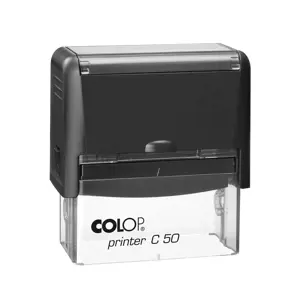 Antspaudas COLOP Printer C50, juodas korpusas, mėlyna pagalvėlė