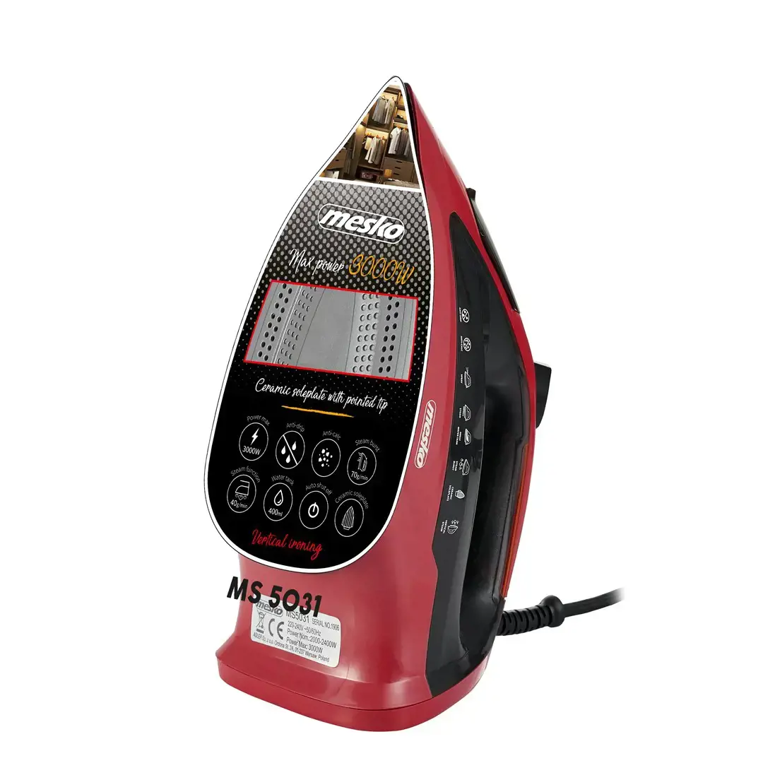 "Mesko Iron MS 5031" garų lygintuvas, 2400 W, nuolatinis garas 40 g/min, garų stiprinimo našumas 70 g/min, raudonos/juodos spalvos