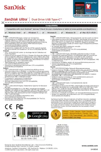 "SanDisk Ultra Dual Drive" USB Type-C atmintinė 128 GB; EAN:619659142063