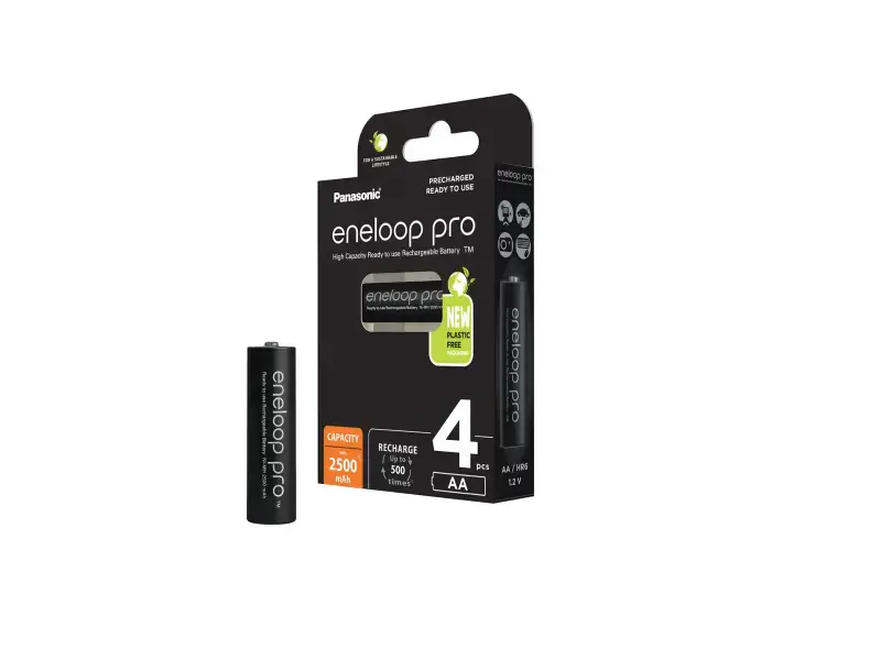 Rechargeable batteries Panasonic Įkraunamos baterijos Panasonic ENELOOP Pro BK-3HCDE/4BE, 2450 mAh, 500 (4xAA)