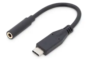 Digitus USB Type-C garso adapterio kabelis, Type-C - 3,5 mm M/F, 0,2 m, Garso įvesties / išvesties,…