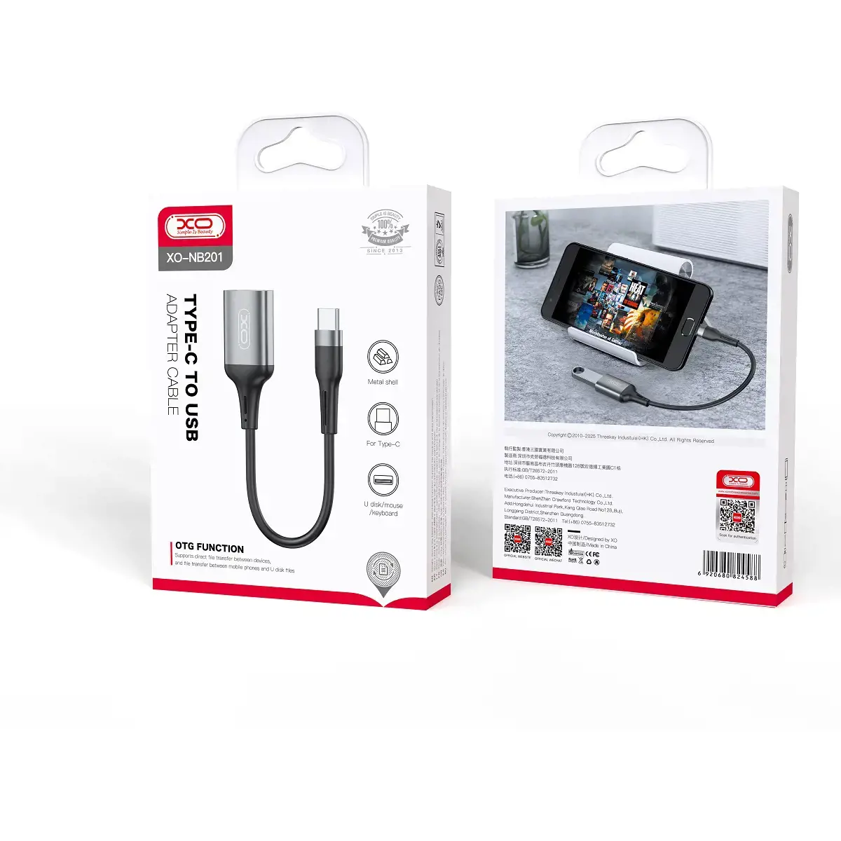 XO adapter OTG NB201 USB - microUSB black