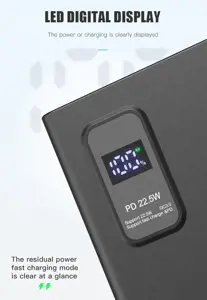 Plokštelės maitinimo bankas 10000mAh PD QC LED, baltos spalvos