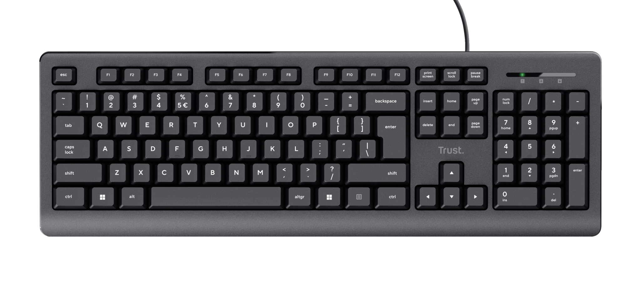 Trust 24639, Full-size (100%), Wired, USB, Black