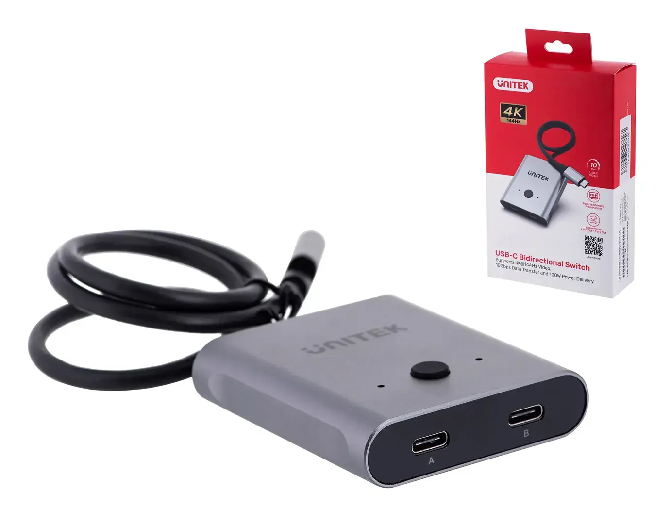 UNITEK D1078A dvikryptis kabelio adapteris USB-C M-F 1 m