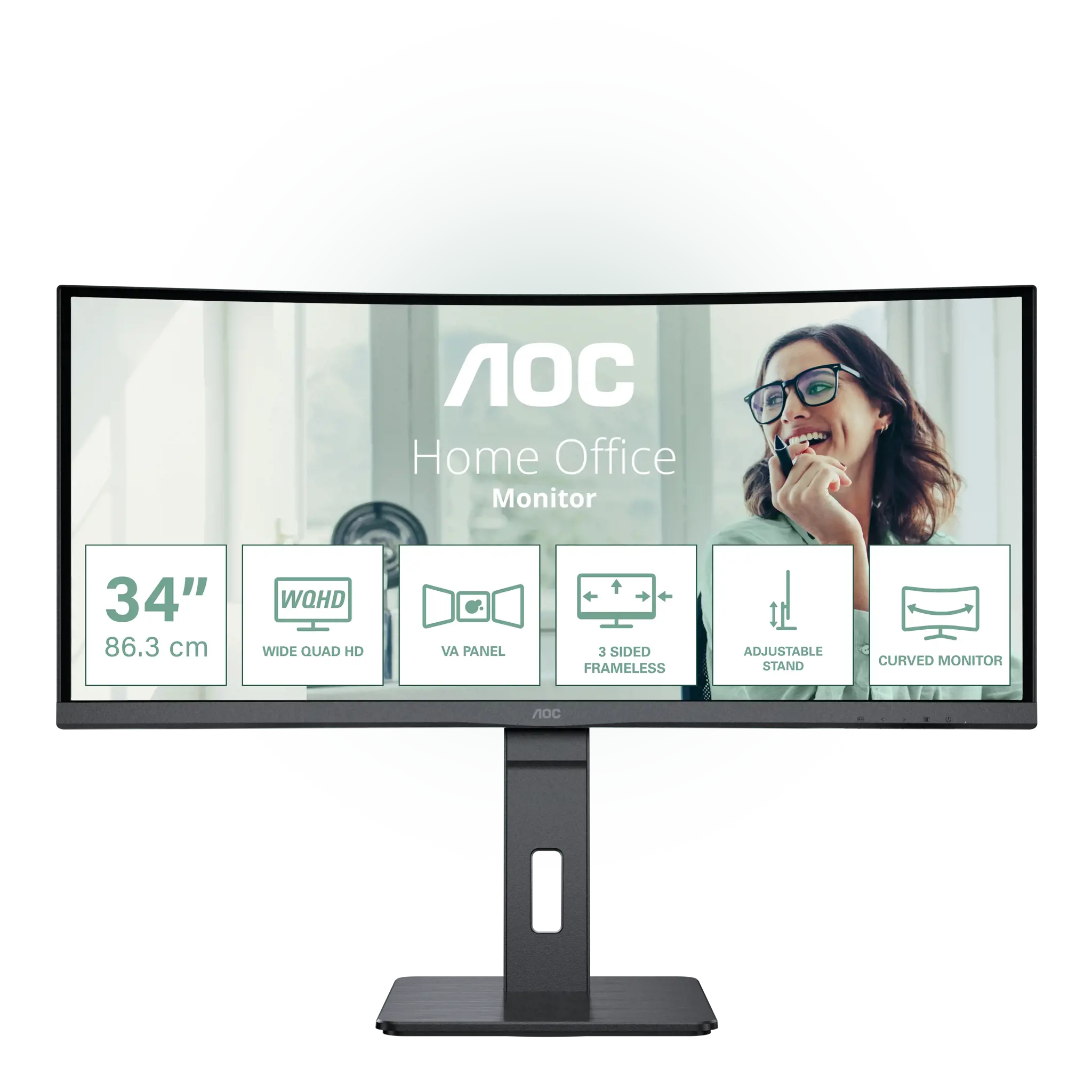 AOC CU34P3CV 34 colių VA 3440x1440 21:9 4 ms HDMI DP USB Juoda