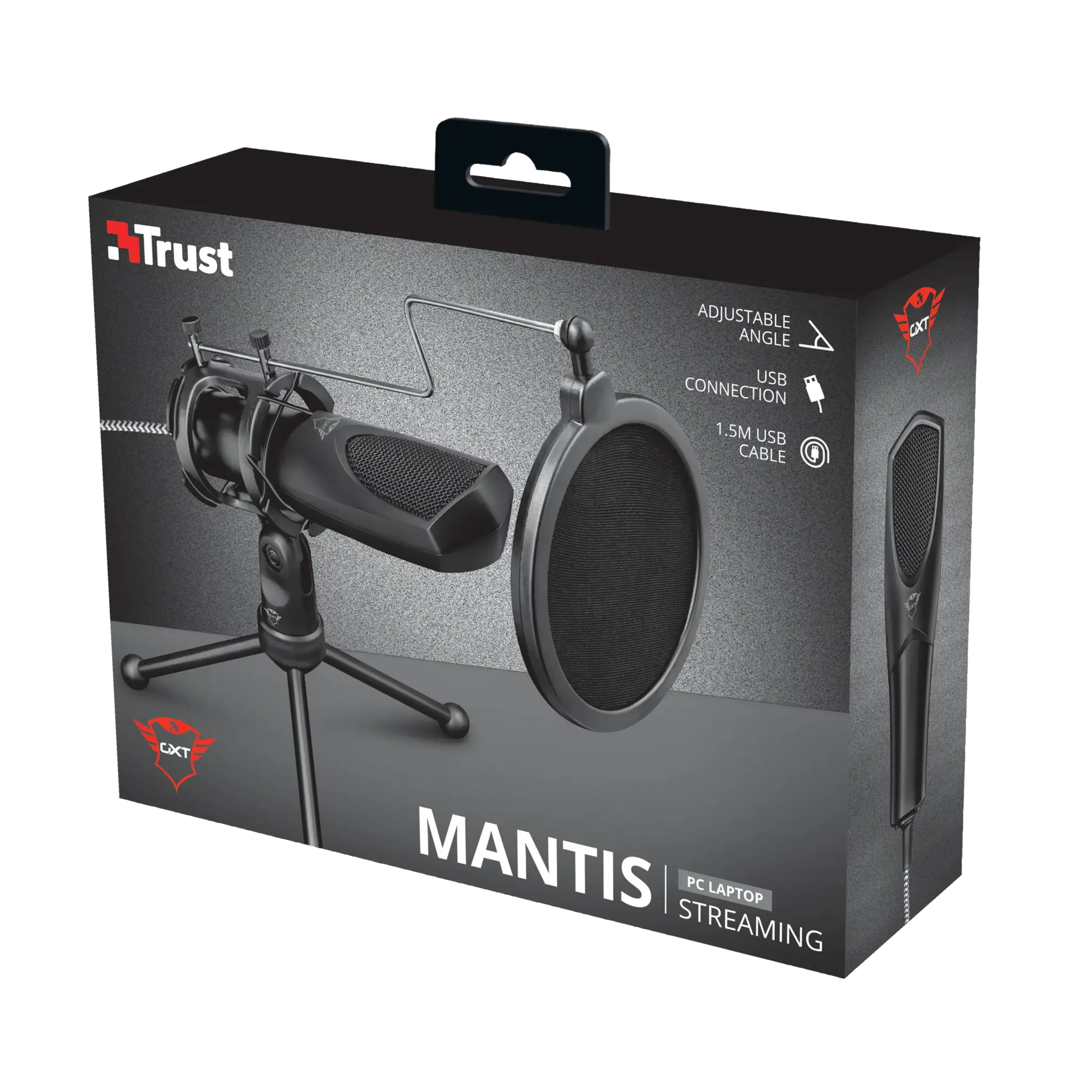 "Trust GXT 232 Mantis", kompiuterio mikrofonas, -38 dB, 50-16000 Hz, 32 Ω, visakryptis, laidinis