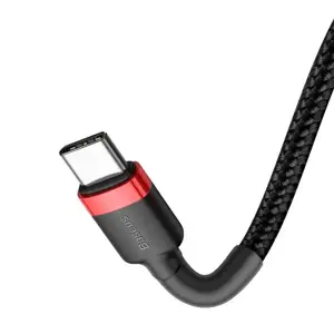 Baseus Cafule Cable Durable Nylon Cord USB-C PD / USB-C PD PD2.0 60W 20V 3A QC3.0 1M Black-Red (Black-Red)