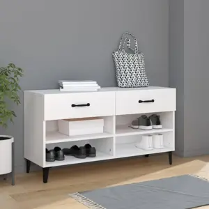 Spintelė batams, baltos spalvos, 102x35x55cm, apdirbta mediena