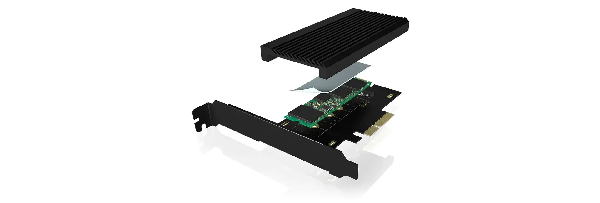 ICY BOX IB-PCI208-HS, PCIe, M.2, pilno aukščio / žemo profilio, PCIe 4.0, juodas, pasyvus