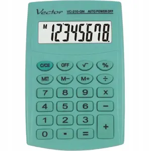 Vector KAV VC-210 GN pocket calculator, 8 digits, 64x98.5 mm, light green