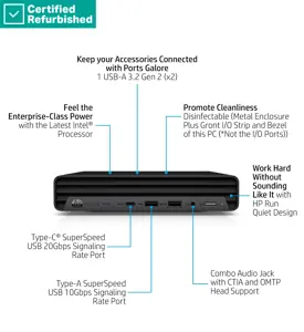 RENEW SILVER HP Elite 800 G9 Mini - i5-14500T, 8GB, 256GB SSD, USB Mouse, Win 11 Pro, 1 years