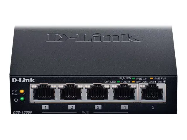 D-LINK 5 Gigabit prievadai, įskaitant 4 PoE prievadus - Biudžetinis PoE 60W