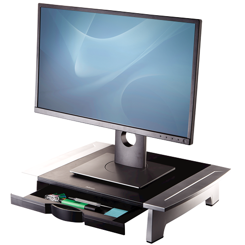 "Fellowes Office Suites Standard Monitor Riser", laisvai pastatomas, 36 kg, 71,1 cm (28"), reguliuojamas aukštis, juodas, sidabrinis