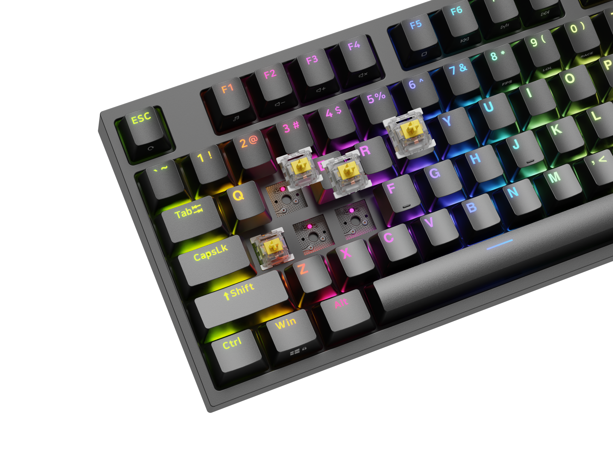 "Genesis" mechaninė žaidimų klaviatūra THOR 404 TKL RGB mechaninė žaidimų klaviatūra Laidinė JAV Gateron Yellow Pro USB Type-A 1005 g