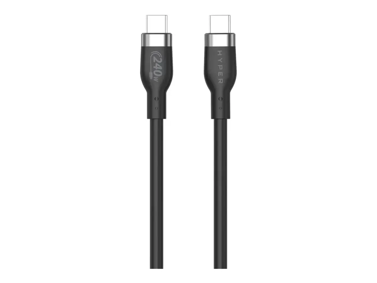 "Hyper" 1M silikoninis 240W USB-C įkrovimo kabelis - juodas