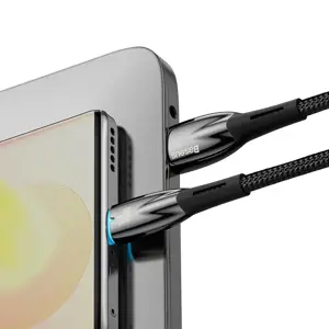 USB ir USB-C "Baseus Glimmer" kabelis, 100 W, 2 m (juodas)