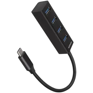 AXAGON HUE-M1C 4x USB3.2 Gen 1 MINI šakotuvas, metalinis, 20 cm USB-C kabelis
