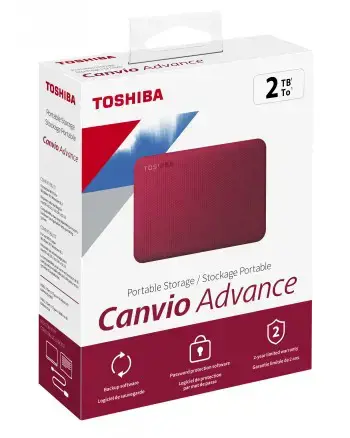 TOSHIBA "Canvio Advance" 2TB 2,5 colio išorinis kietasis diskas USB 3.2 Gen1 raudonos spalvos