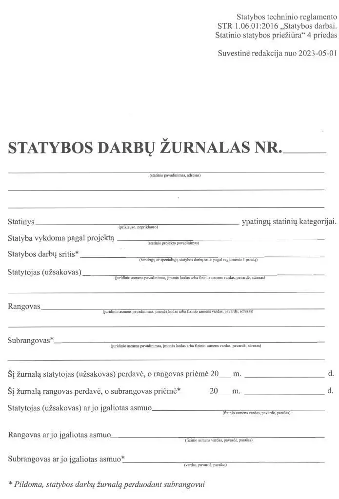 Statybos darbų žurnalas, A4 (106)  0720-051