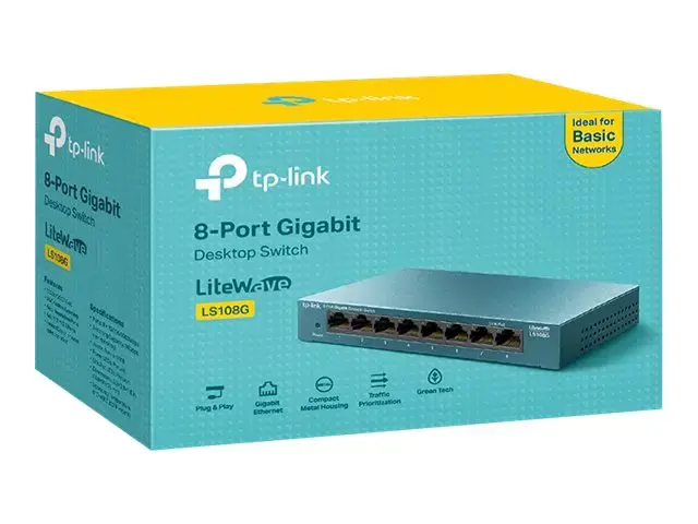 "TP-Link" 8 prievadų 10/100/1000Mbps stalinio kompiuterio tinklo komutatorius, nevaldomas, Gigabit Ethernet (10/100/1000)