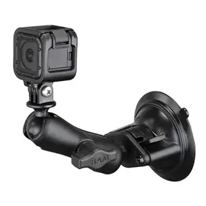 RAM Mounts Twist-Lock Suction Cup Mount with Universal Action Camera Adapter, Camera, Passive holder, Car, Black