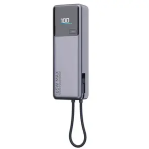Xiaomi 165W Išorinė baterija (Power Bank) 10000mAh, integruotas kabelis, Pilka