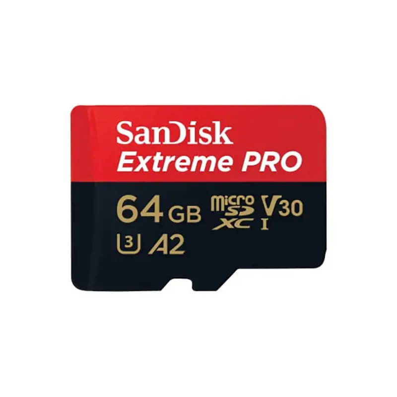 "SanDisk Extreme PRO microSDXC 64GB + SD adapteris + 2 metų "RescuePRO Deluxe" iki 200MB/s ir 90MB/s skaitymo/rašymo greitis A2 C10 V30 UHS-I U3; EAN:619659188573
