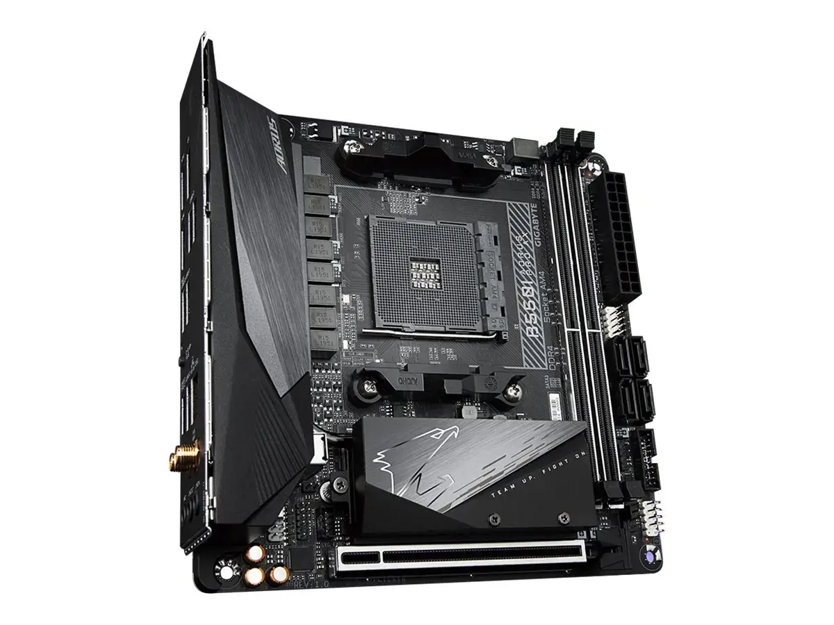 Gigabyte B550I AORUS PRO AX, AMD, "Socket AM4", 3 kartos "AMD Ryzen™ 3", 3 kartos "AMD Ryzen 5", 3 kartos "AMD Ryzen™ 7", 3 kartos..., DDR4-SDRAM, 64 GB, DIMM