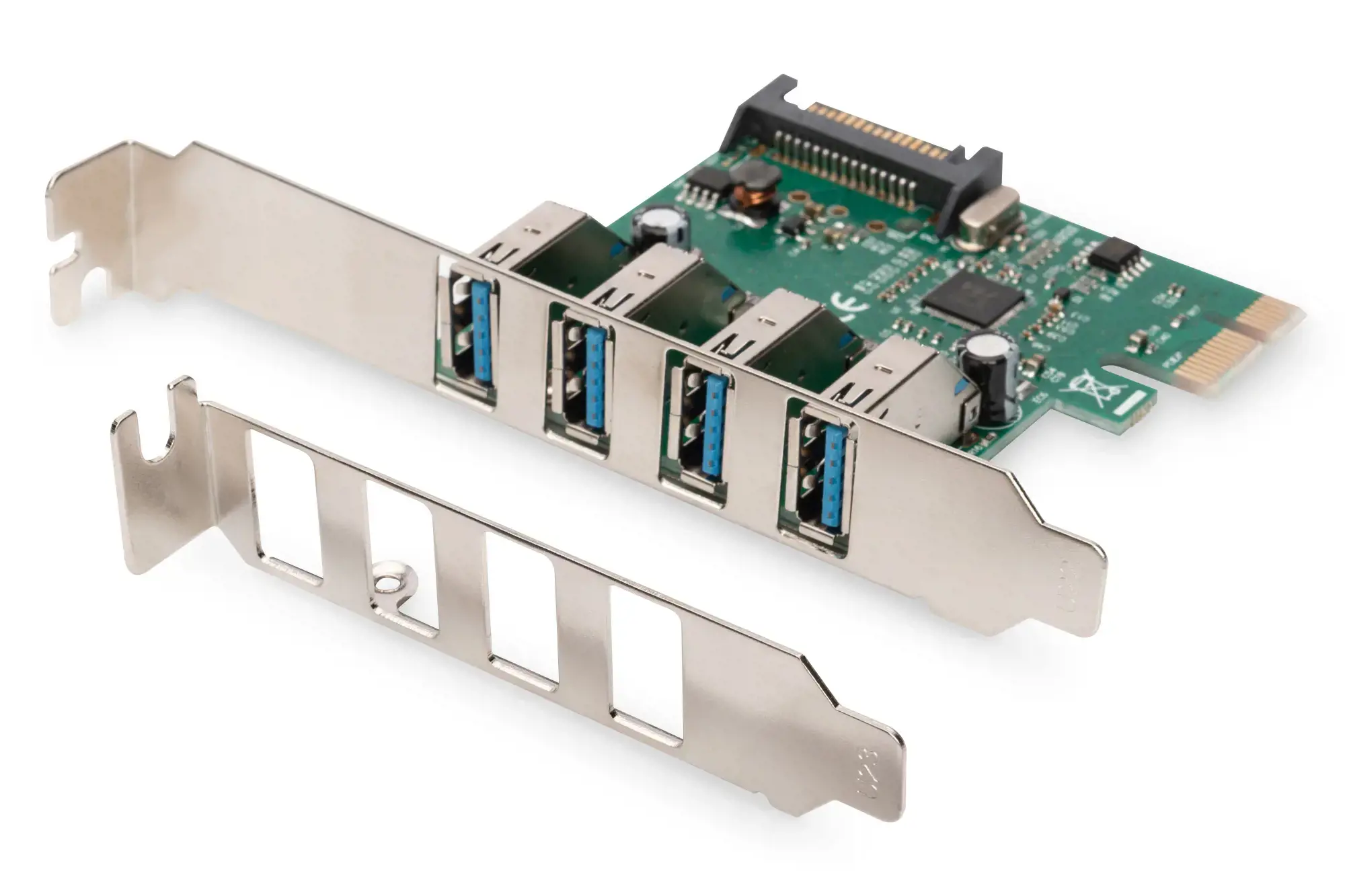 DIGITUS USB 3.0 4 prievadų PCI Express papildoma plokštė 4 prievadai A / F Išorinis VL805 mikroschemų rinkinys
