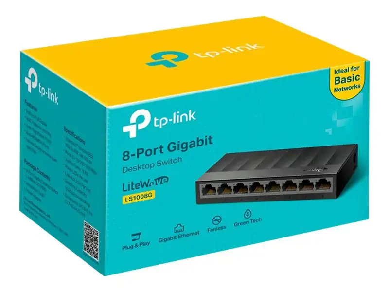 TP-LINK LiteWave 8 prievadų gigabitinis stalinis komutatorius 8 gigabitiniai RJ45 prievadai Stalinis plastikinis korpusas