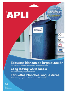 Lipnios etiketės APLI, 64 x 33,9 mm, A4, 24 lipdukai lape, 20 lapų, žalia sp
