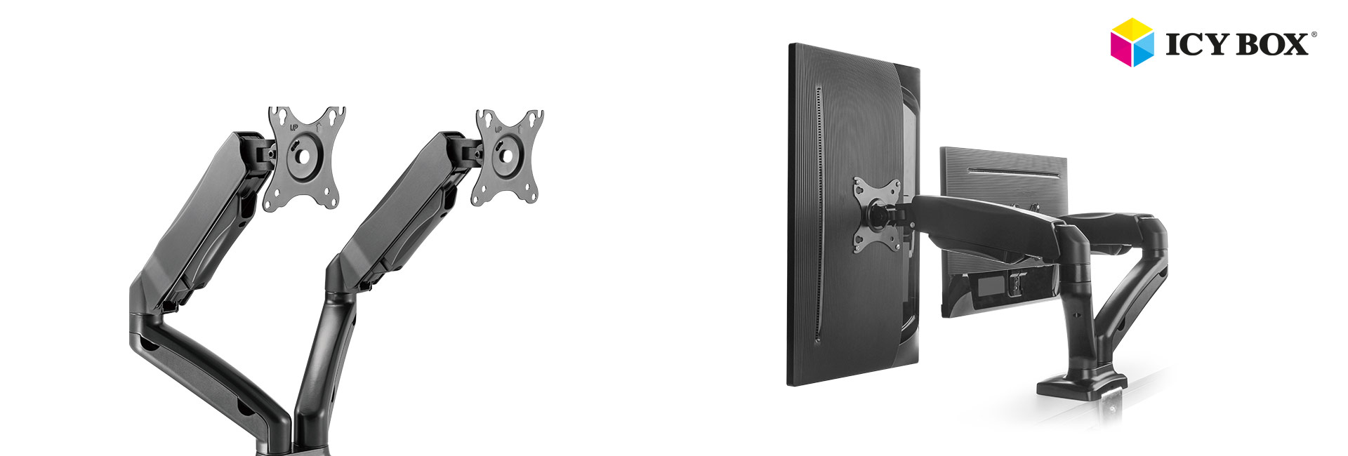 ICYBOX IB-MS304-T "IcyBox" monitoriaus stovas su staline atrama dviem monitoriams iki 27 (68 cm)