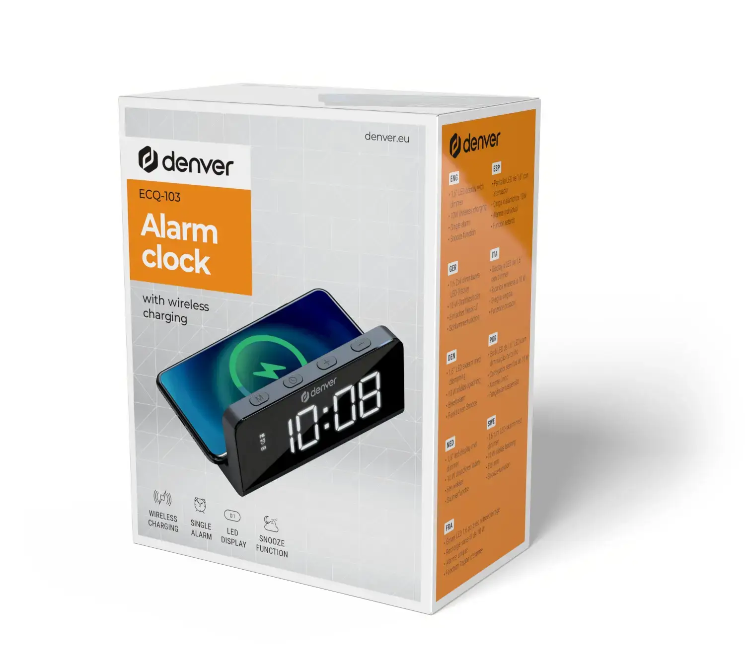 Denver alarm clock with charger ECQ-103MK2