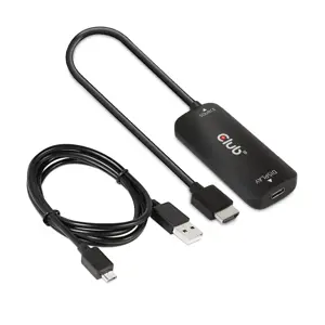 CLUB3D HDMI + Micro USB to USB Type-C 4K120Hz or 8K30Hz M/F Active Adapter, 1 m, HDMI + USB, USB Type-C, Male, Female, Straight