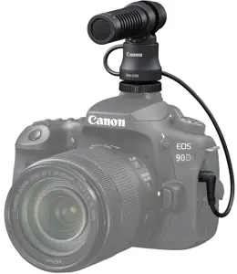 "Canon" stereofoninis mikrofonas DM-E100, skaitmeninio fotoaparato mikrofonas, -40 dB, vienkryptis, belaidis, 3,5 mm (1/8"), juodas