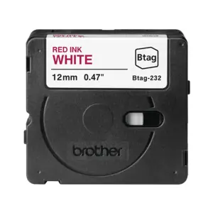 OEM juostelė Brother Btag-232, 12mm x 4m, raudona ant baltos