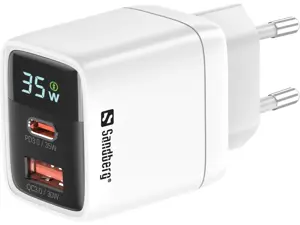 Sandberg 2in1 Charger 1xUSB-C 1xUSB 35W, Indoor, AC, 20 V, White