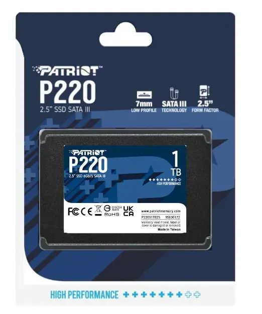 SSD diskas PATRIOT MEMORY P220S1TB25 1000 GB, 2.5", Serial ATA III