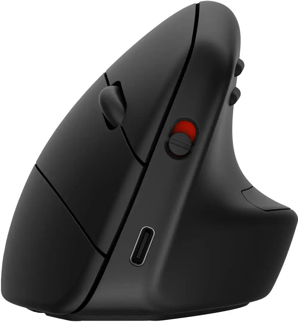 HP 920 ergonomiška belaidė pelė, dešinioji ranka, vertikali konstrukcija, "Bluetooth" + A tipo USB, 4000 DPI, juoda