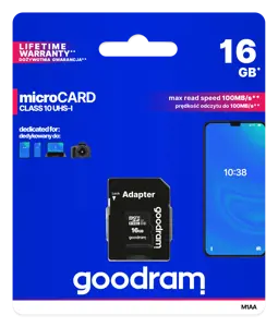 Goodram M1AA, 16 GB, MicroSDHC, Class 10, UHS-I, 100 MB/s, 10 MB/s