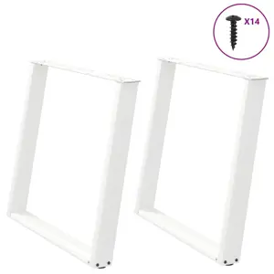 Valgomojo stalo kojelės, 2 vnt., baltos, 90x(72-73) cm, plienas, U formos