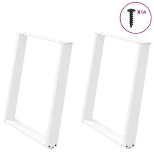 Valgomojo stalo kojelės, 2 vnt., U formos, baltos, 80x(72-73) cm, plienas