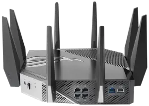 ASUS GT-AXE11000, "Wi-Fi 6" (802.11ax), trijų dažnių (2,4 GHz / 5 GHz / 6 GHz), Ethernet LAN, juodas, stalinis maršrutizatorius