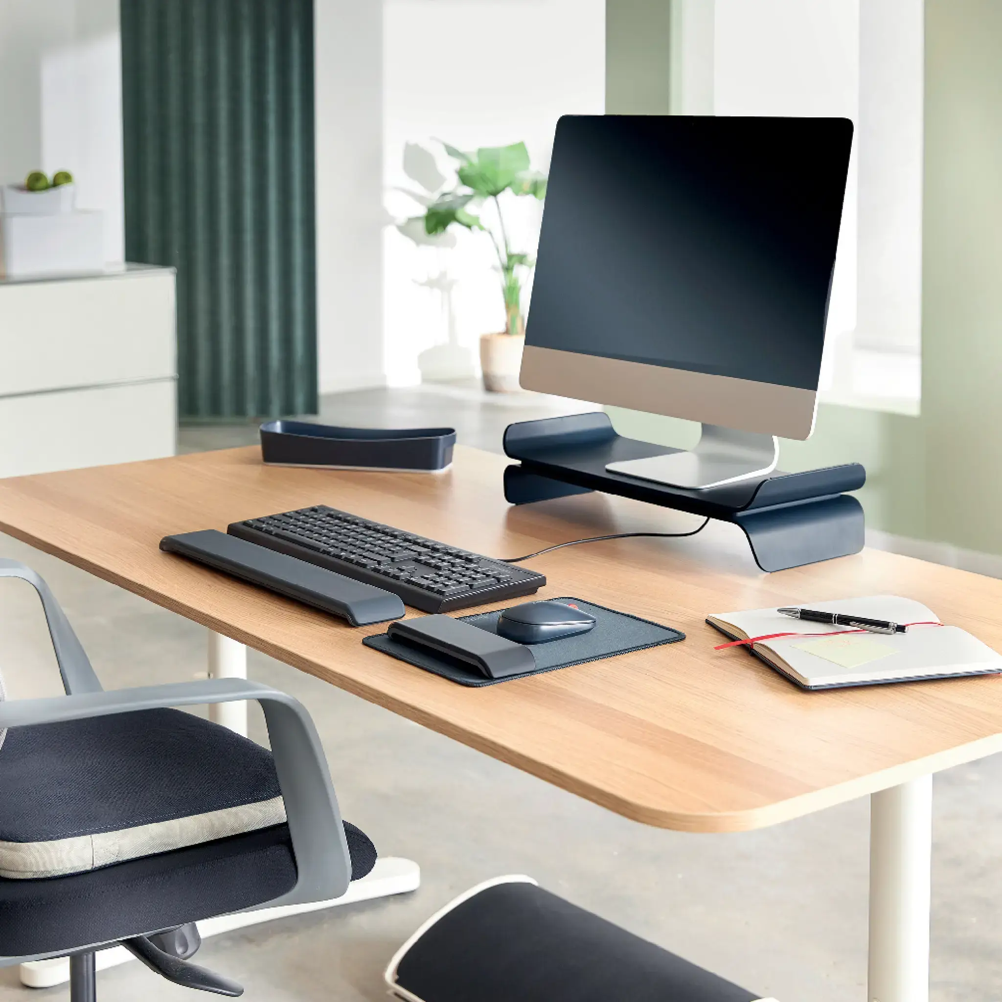 Leitz 65170089, Grey, Monochromatic, Wrist rest, Non-slip base