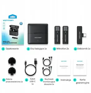 Set of 2 Vention USB-C microphones + charging case