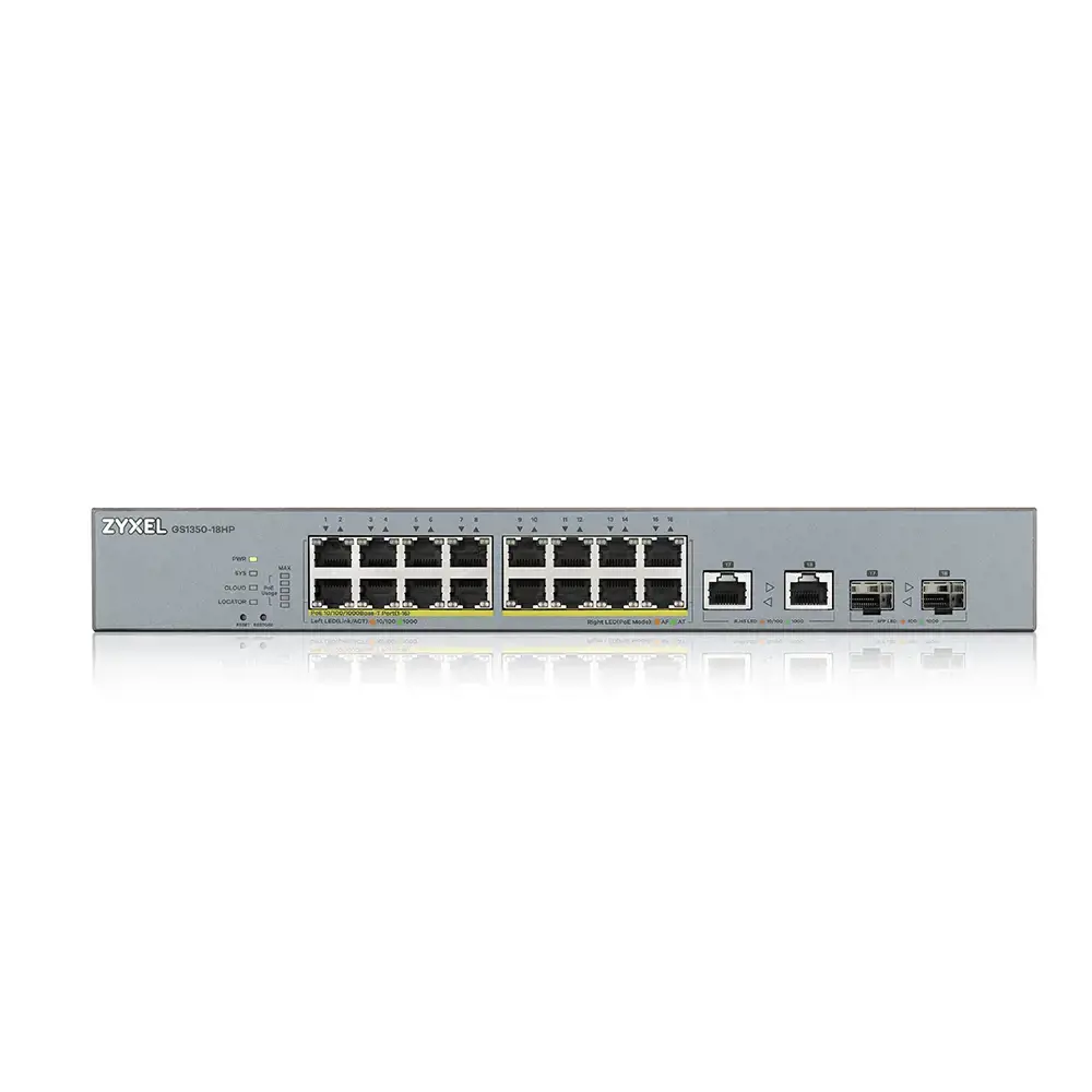 Zyxel GS1350-18HP-EU0101F, valdomas, L2, Gigabit Ethernet (10/100/1000), maitinimas per Ethernet (PoE), montuojamas į stovą