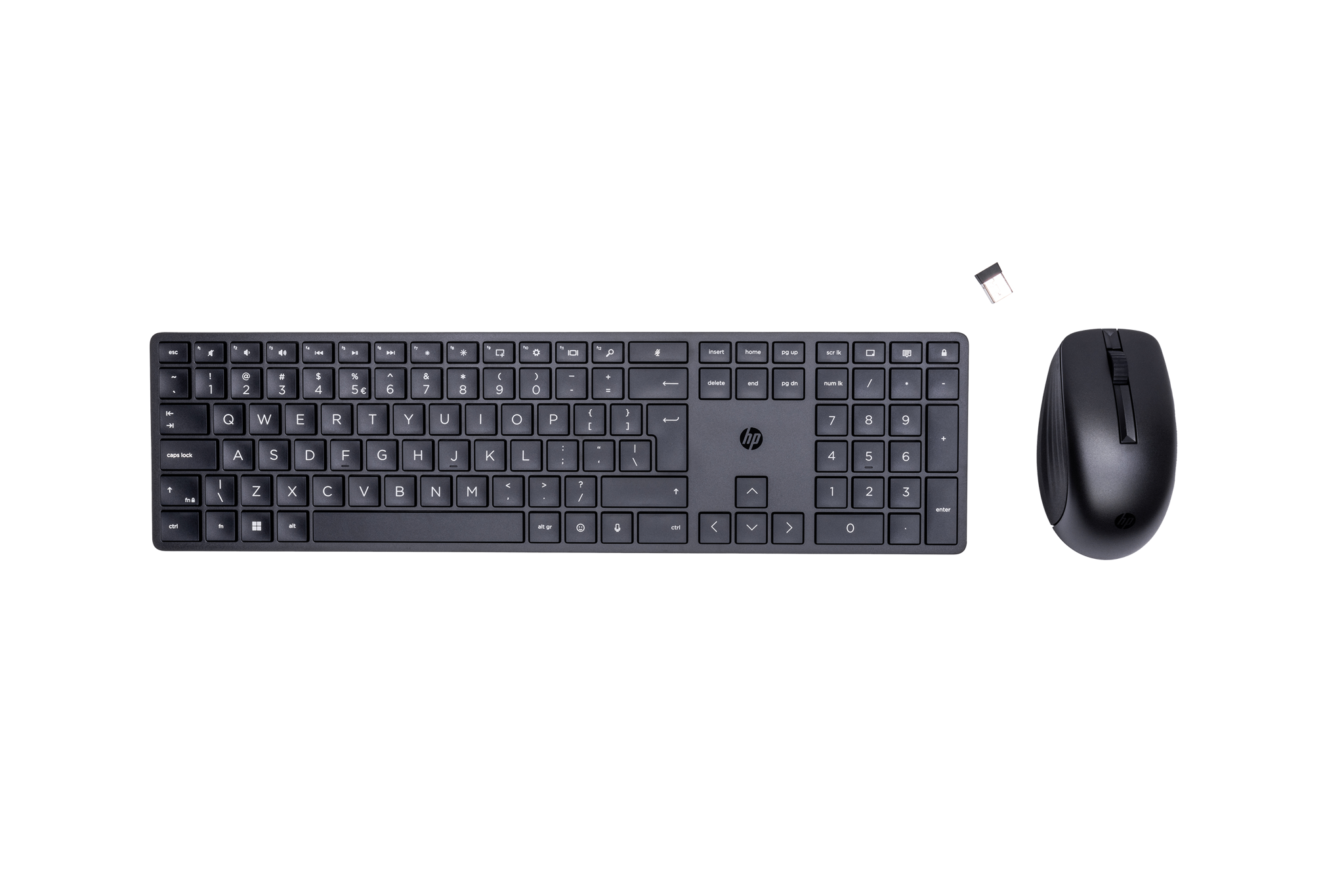 HP 650 belaidis klaviatūros ir pelės komplektas, pilno dydžio (100 %), RF belaidis, membraninis, QWERTY, juodas, pelė pridedama