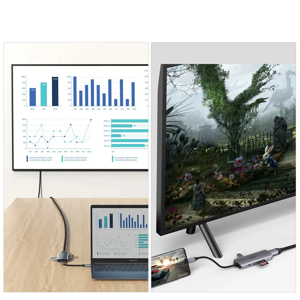 Choetech 7in1 multifunctional USB Type C HUB - 3x USB 3.2 Gen 1 | SD and TF memory card reader | HDMI 4K 30Hz | USB Type C gray (HUB-M19 gray)